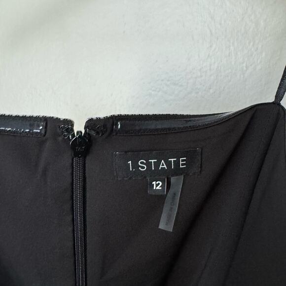 1.STATE Womens Checkered Jumpsuit Strapless Wide Leg Romper Belted Size 12 - Picture 5 of 9